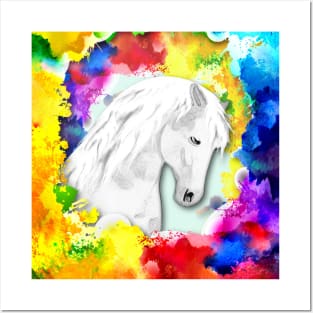 3D Horse Lovers Magical White Horse Posters and Art